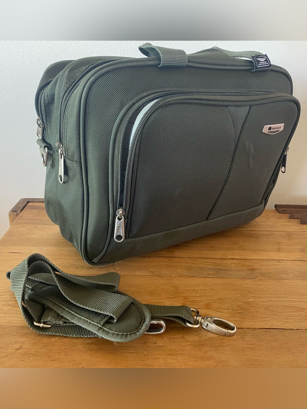 Delsey Light Weight Olive Green Travel Tote Bag with Detachable Strap